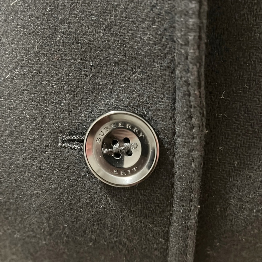 Burberry Brit 'Elmwyn' Leather Trim Fit & Flare Wool Blend Coat- Black UK 10 - Picture 3 of 5